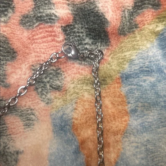 Double Terminated Amethyst Pendant Necklace stainless steel 16 in - Picture 4 of 5